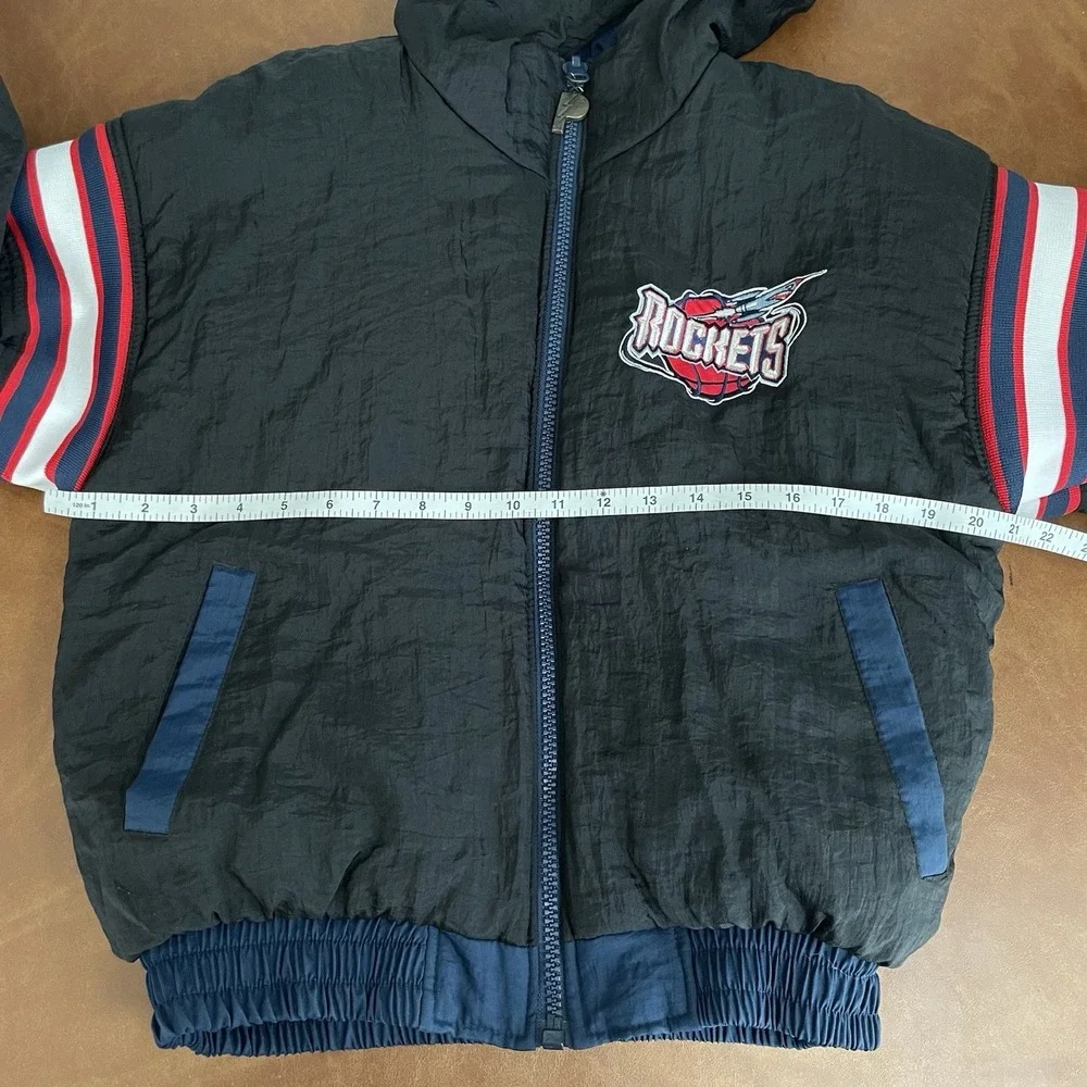 Vintage Pro Player Houston Rockets Puffer Jacket Full Zip Reversible Sz YL 14-16